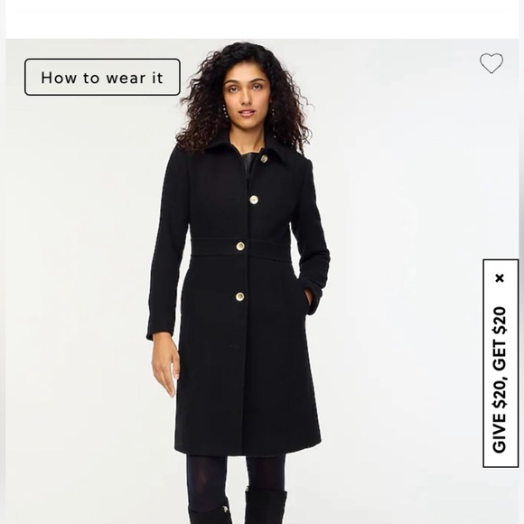 J Crew Factory Lady coat Black size 20 - Picture 2 of 6